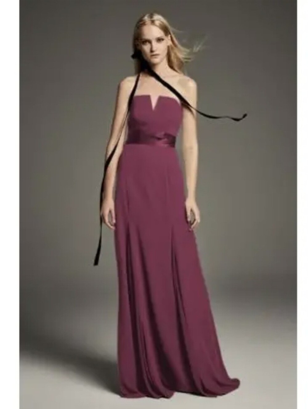NWT White by Vera Wang Amethyst Purple Strapless V-Notch Formal Gown Dress SZ 8